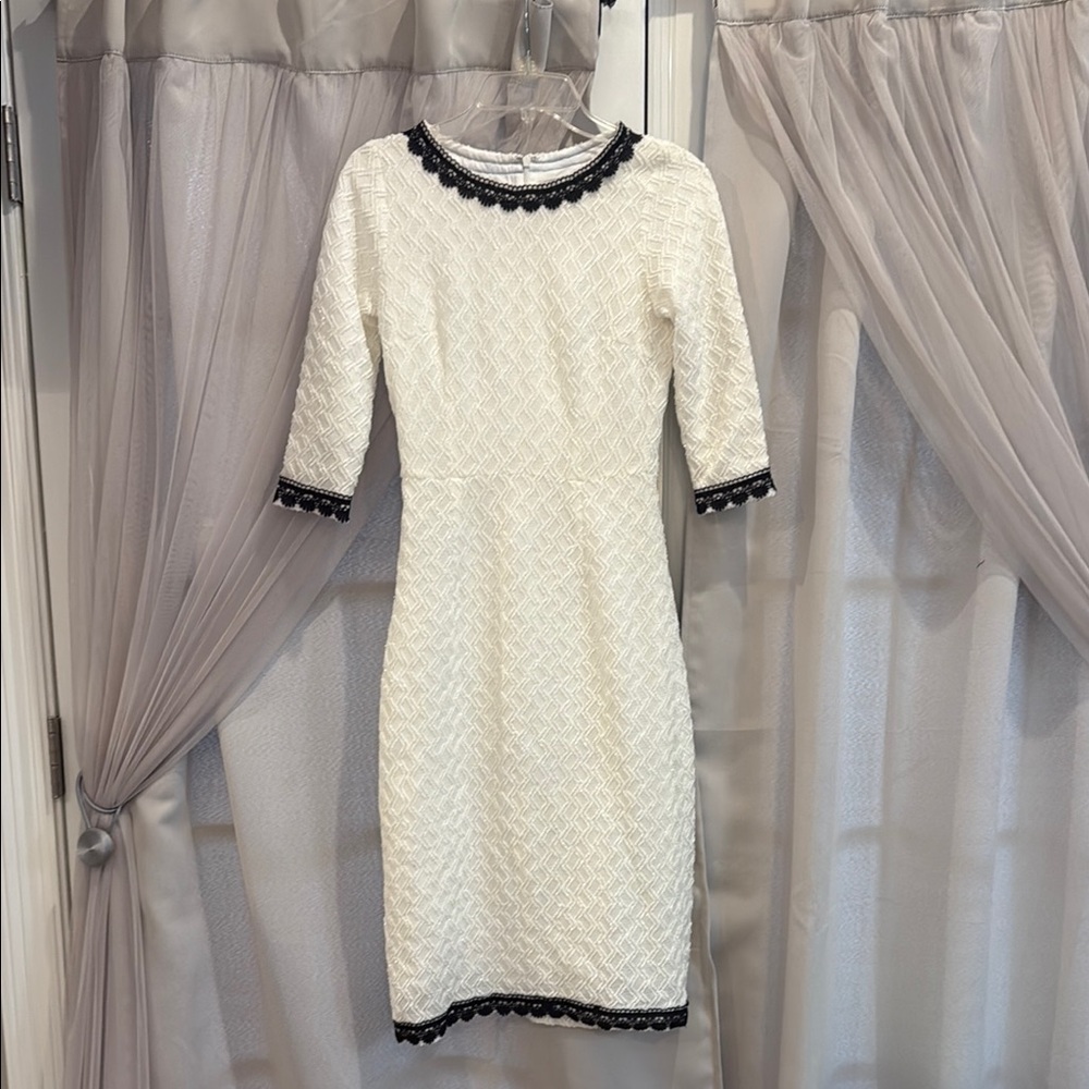 Dainty Jewells Elegant White MIDI Dress with Black Accents Size XS